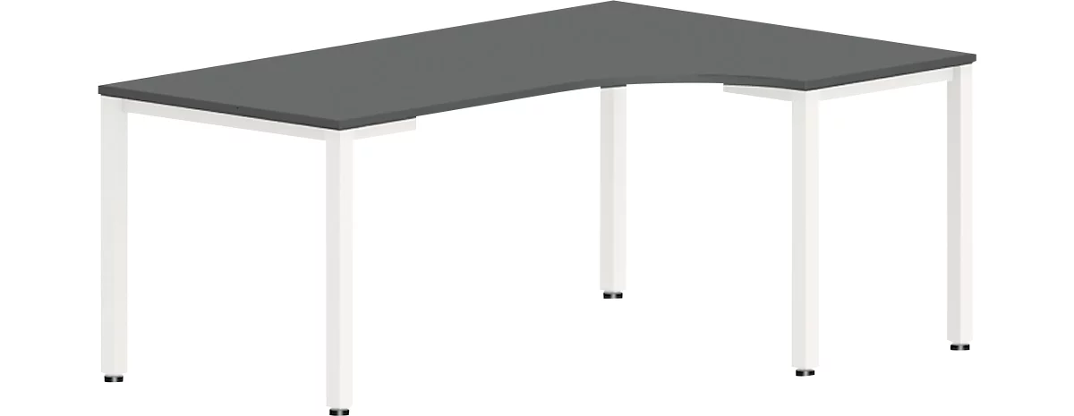 Mesa de forma libre NEVADA, An 1800 x P 1200/800 x Al 740 mm, cuadrado, gris oscuro/blanco 