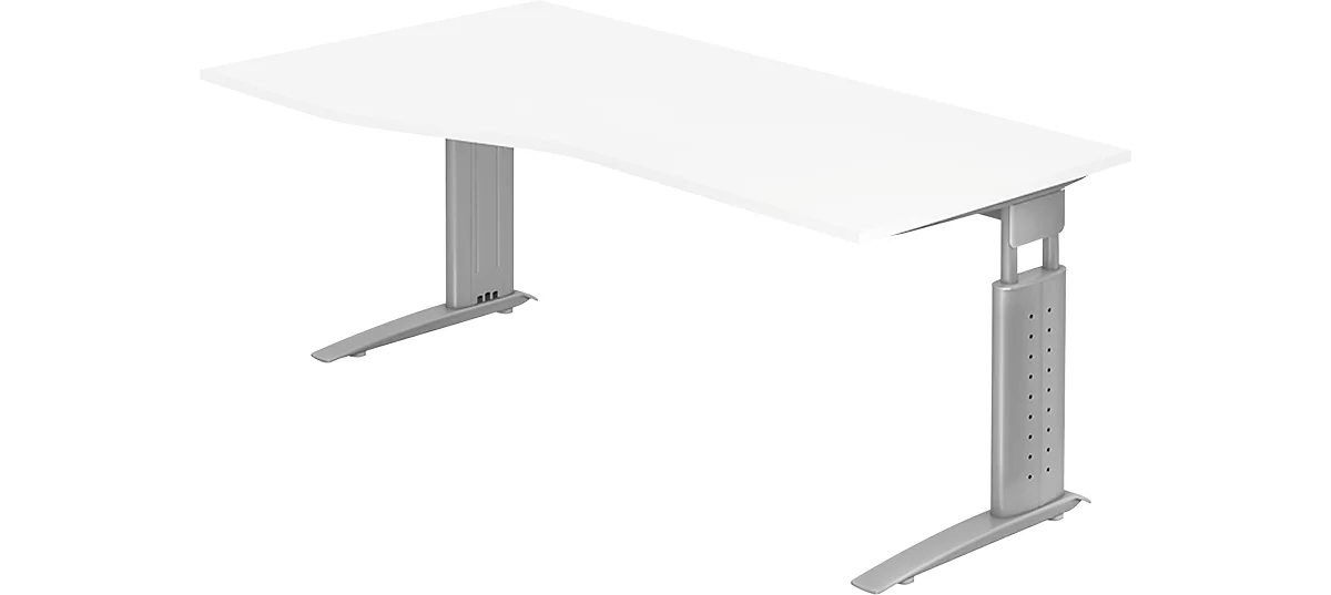 Mesa de forma libre TARVIS, An 1800 x P 800/1000 x Al 680-860 mm, armazón plata, blanco