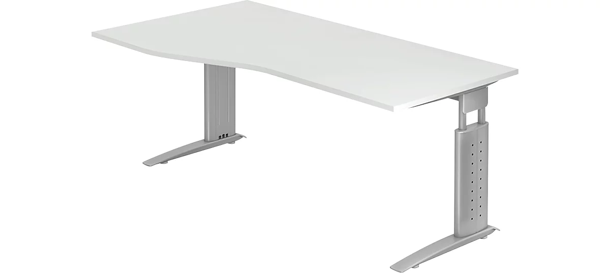 Mesa de forma libre TARVIS, An 1800 x P 800/1000 x Al 680-860 mm, armazón plata, gris luminoso
