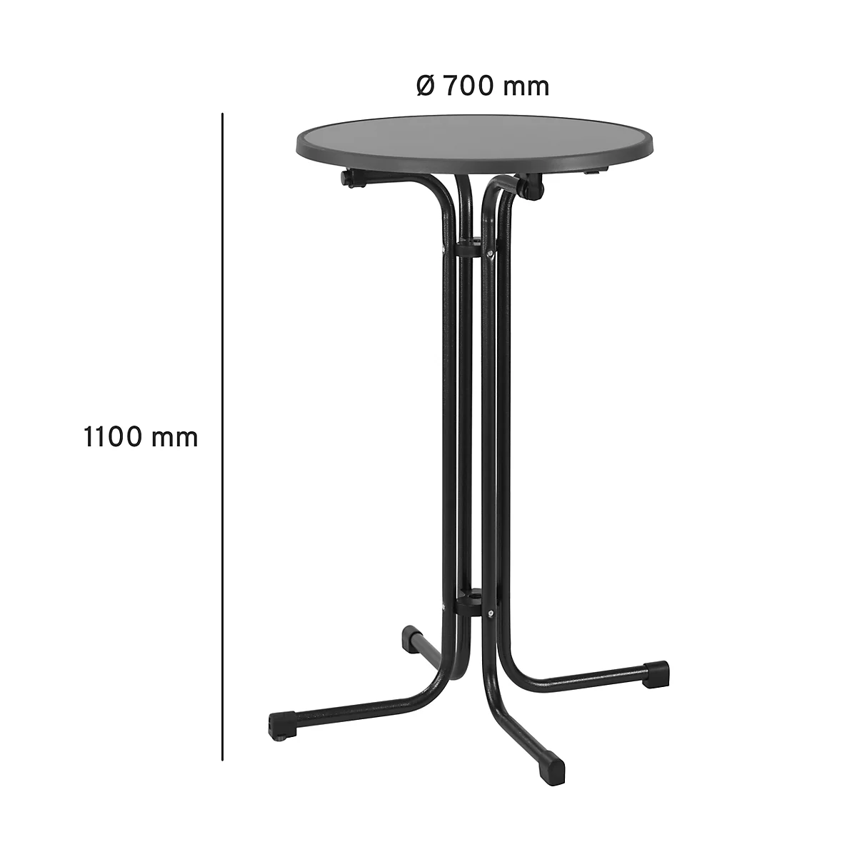 Mesa de pie Quickstep sin apertura de parasol, resistente a la desinfección, Ø 700 mm, antracita