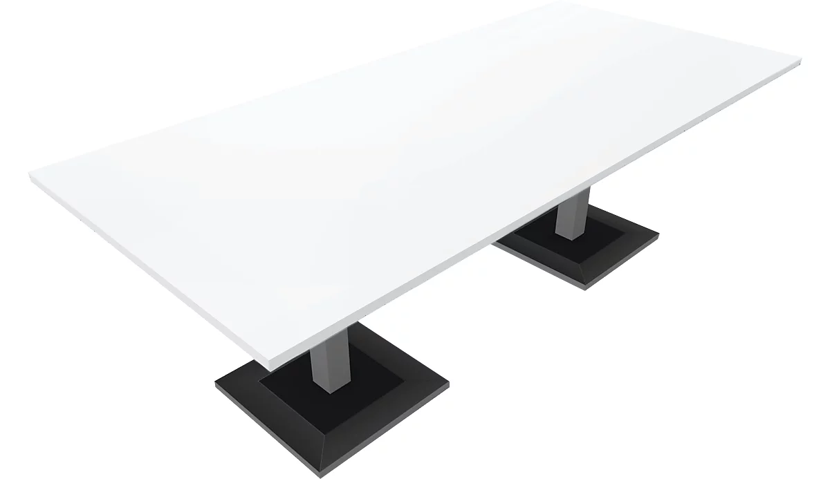 Mesa de reuniones QUANDOS BOX, rectangular, rectangular, An 2200 x P 1000 x Al 720 - 820 mm, blanco 