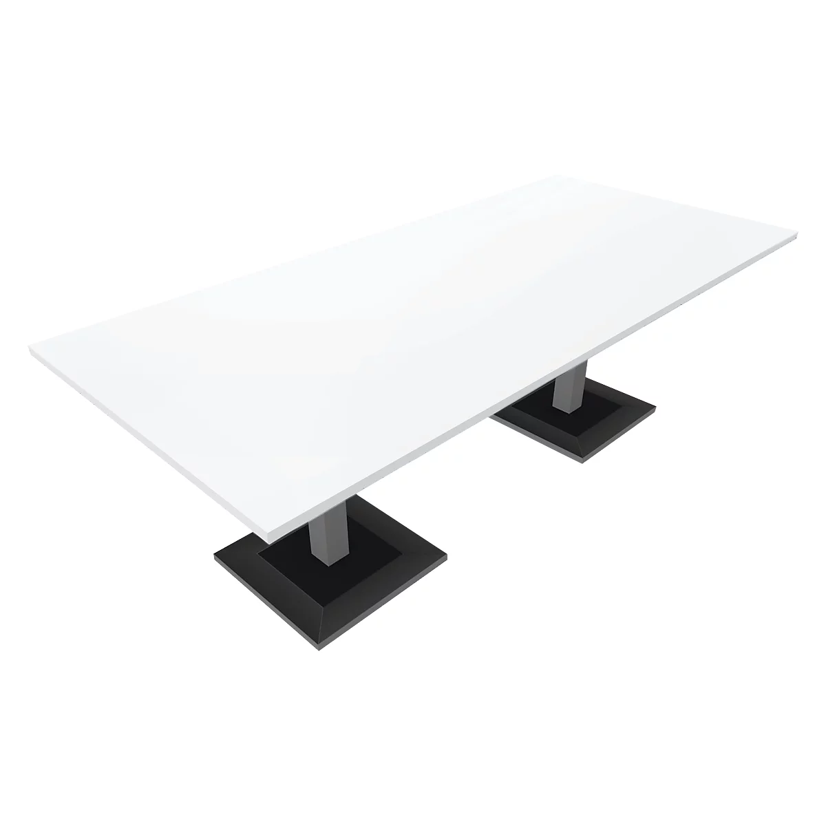 Mesa de reuniones QUANDOS BOX, rectangular, rectangular, An 2200 x P 1000 x Al 720 - 820 mm, blanco 