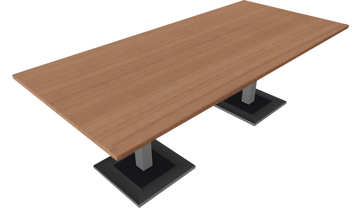 Mesa de reuniones QUANDOS BOX, rectangular W 2200 x D 1000 x H 720-820 mm, madera de cerezo Romana 