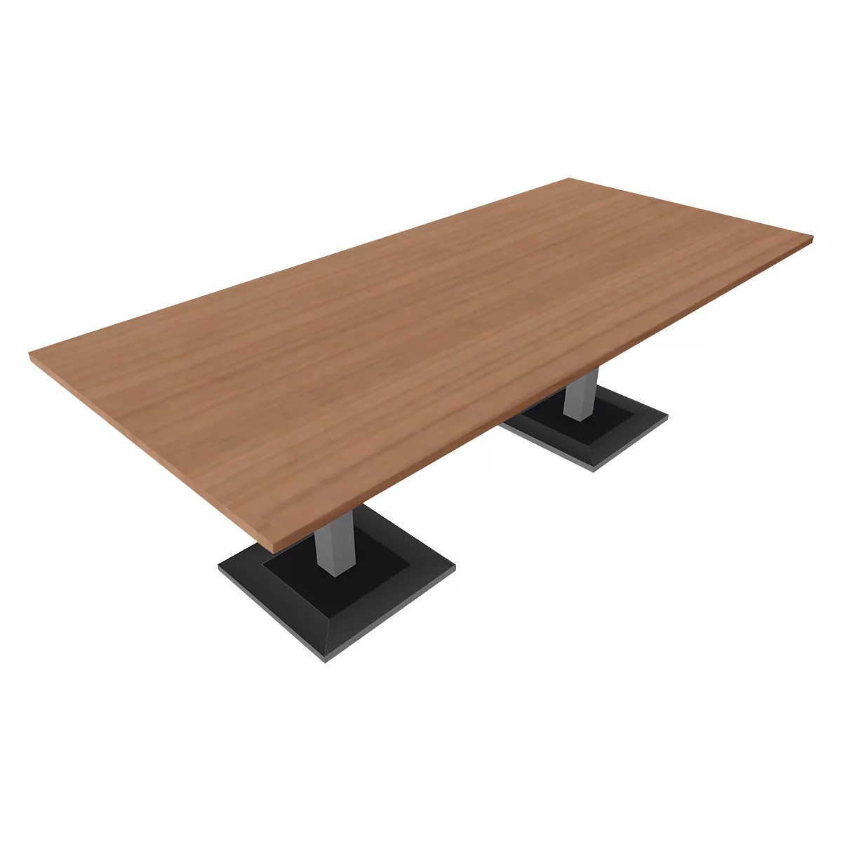 Mesa de reuniones QUANDOS BOX, rectangular W 2200 x D 1000 x H 720-820 mm, madera de cerezo Romana 