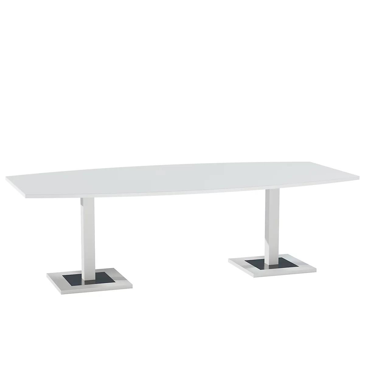 Mesa de reuniones Quandos, forma de barca, An 2400 x P 1200 mm, blanco