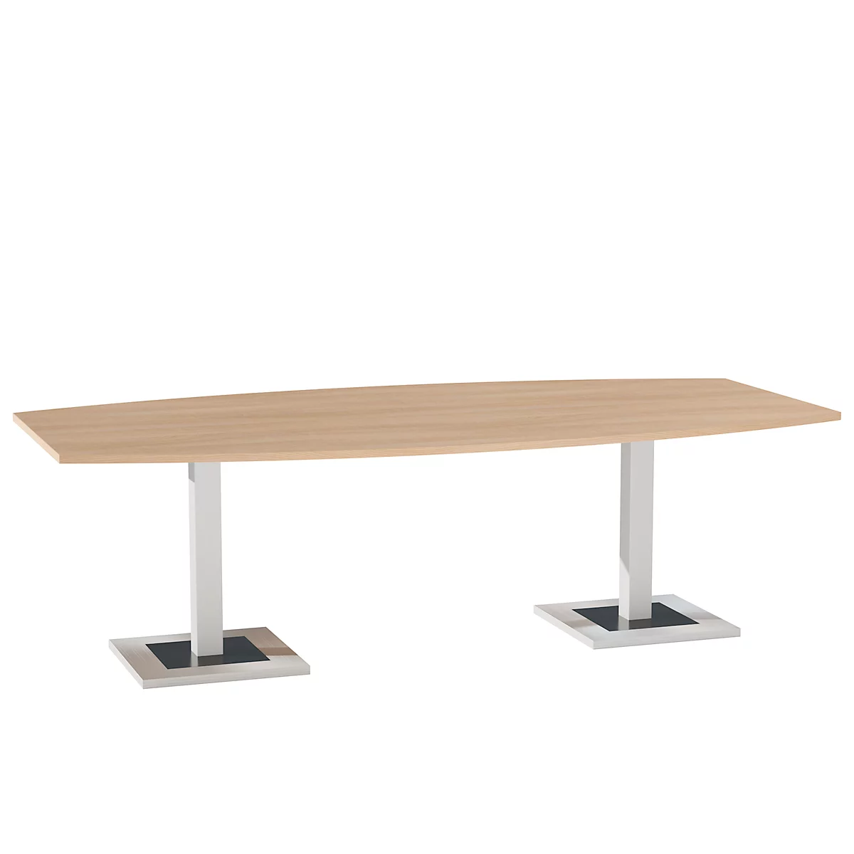 Mesa de reuniones Quandos, forma de barco, ancho 2400 x fondo 1200 mm, madera de cerezo Romana