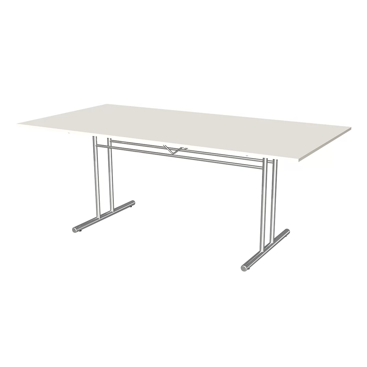 Mesa de reuniones Toledo, hasta 6 personas, forma rectangular, pata en T, An 2000 x P 1000 x Al 720 mm, blanco