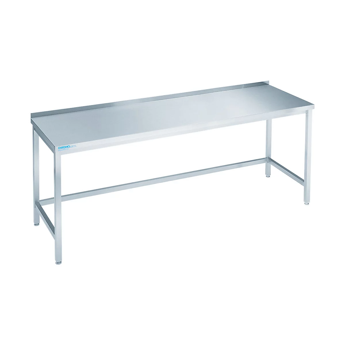 Mesa de trabajo de acero inoxidable, accesible con transpaleta, 850 x 700 x 1800 mm