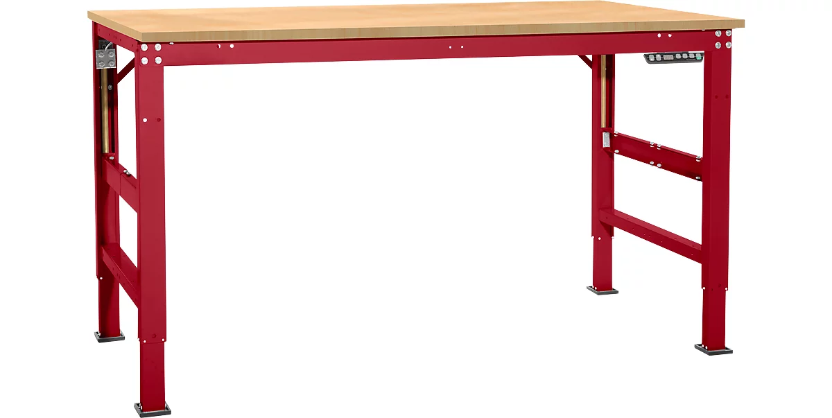 Mesa de trabajo Ergo, electrohidráulica, tablero multiplex, 1000 x 800 mm, rojo rubí