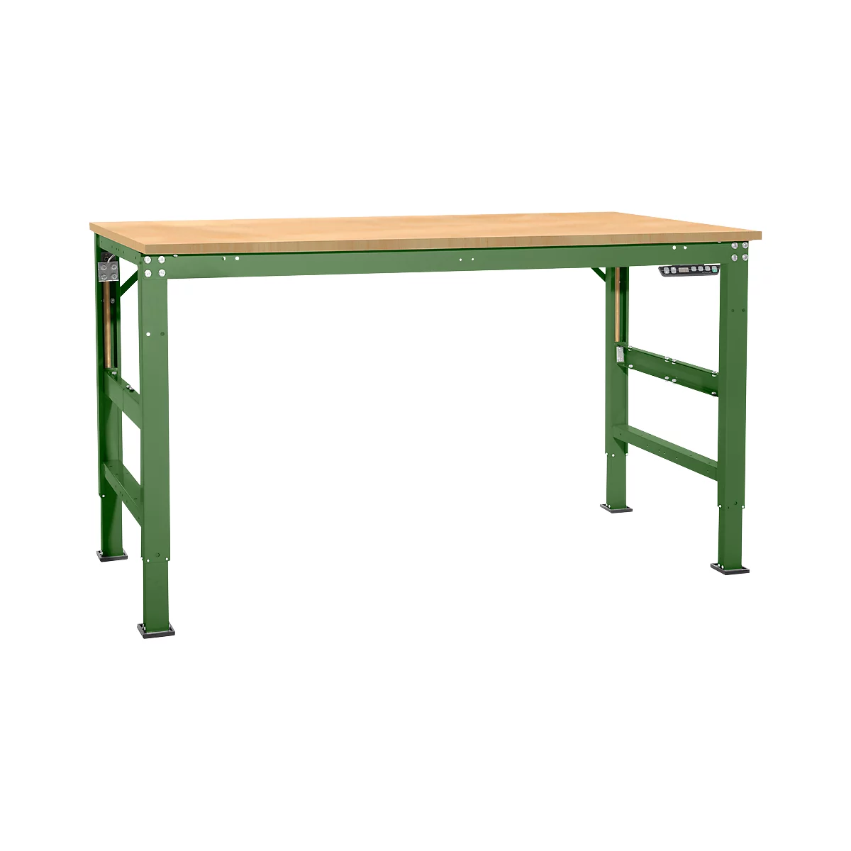 Mesa de trabajo Ergo, electrohidráulica, tablero multiplex, 1750 x 800 mm, verde reseda