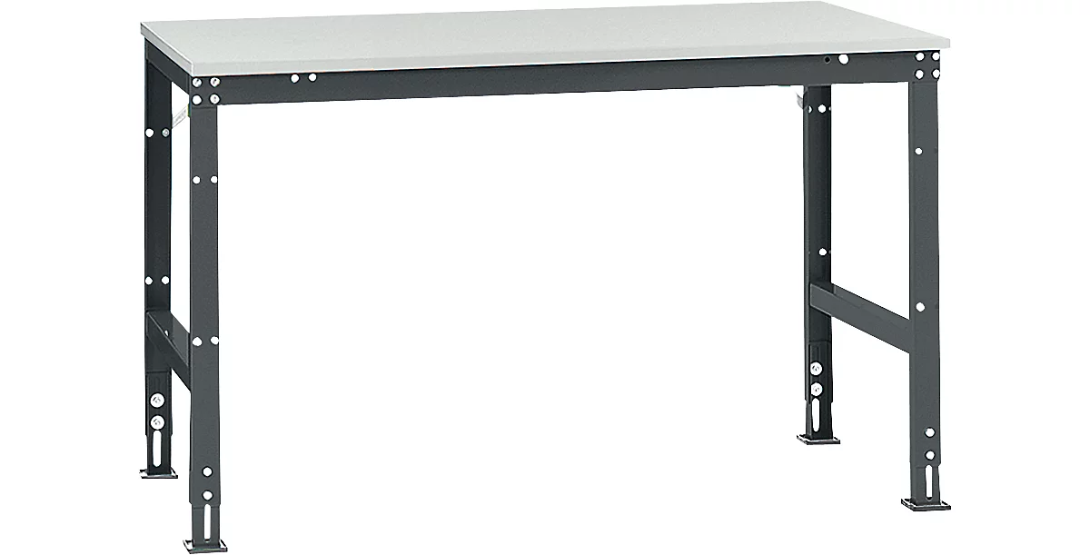 Mesa de trabajo Manuflex UNIVERSAL estándar, 1500 x 1000 mm, melamina gris luminoso, antracita
