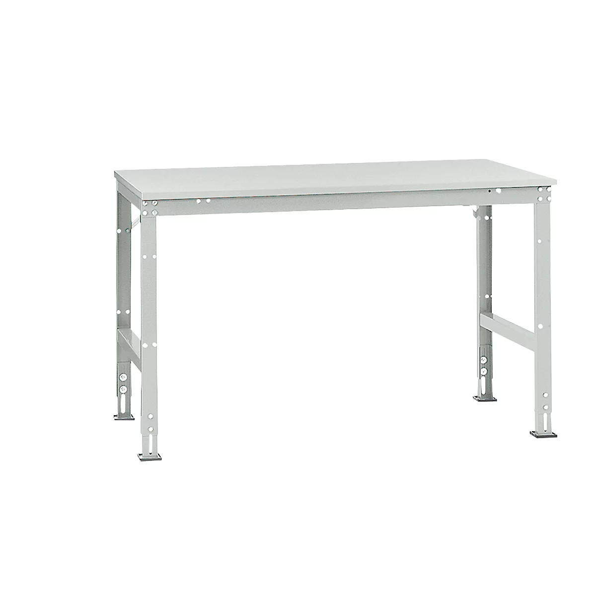 Mesa de trabajo Manuflex UNIVERSAL estándar, 1500 x 1000 mm, melamina gris luminoso, gris luminoso