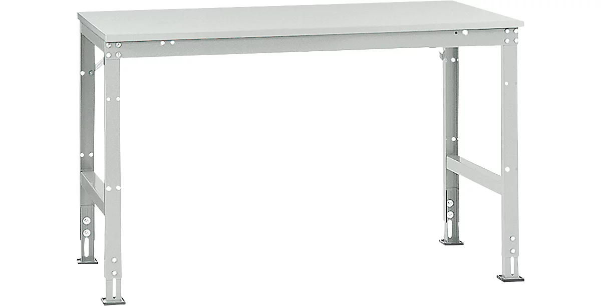 Mesa de trabajo Manuflex UNIVERSAL estándar, 1500 x 1000 mm, plástico gris luminoso, gris luminoso