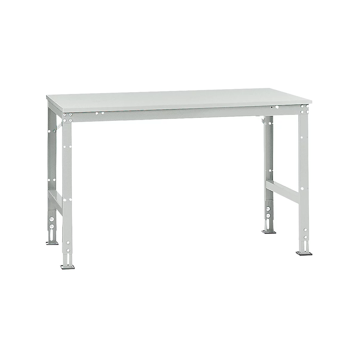 Mesa de trabajo Manuflex UNIVERSAL estándar, 1500 x 1000 mm, plástico gris luminoso, gris luminoso