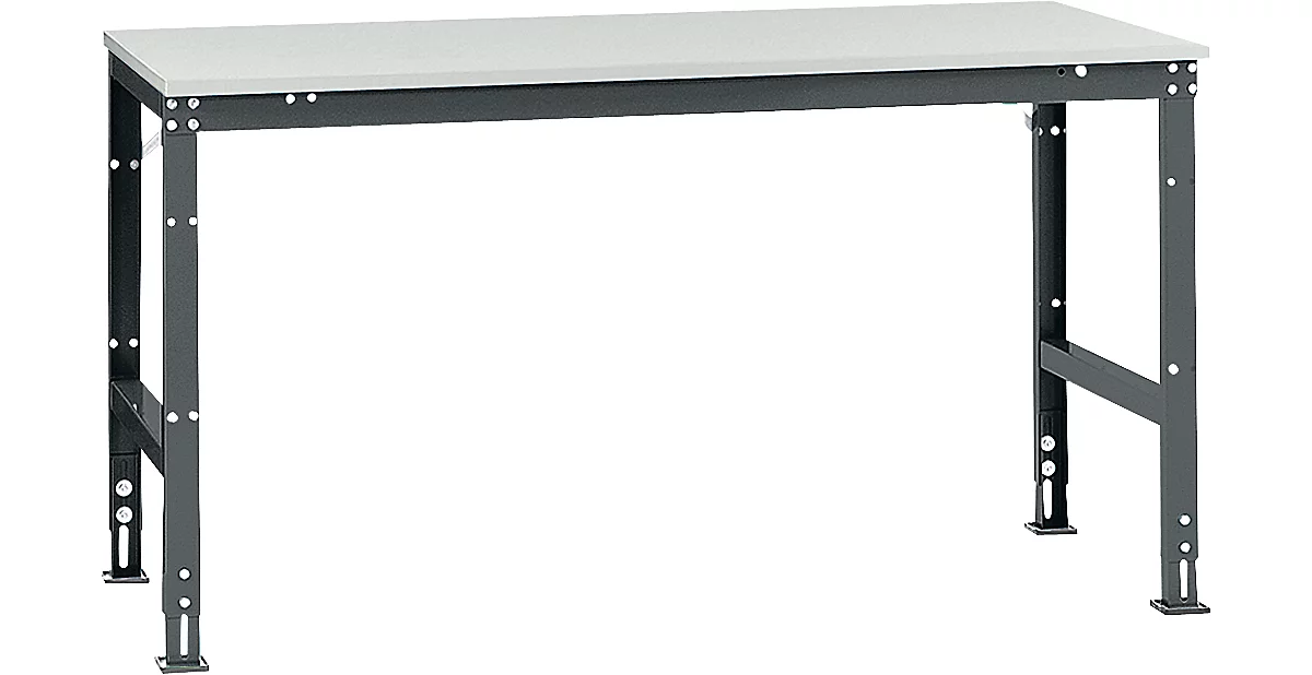 Mesa de trabajo Manuflex UNIVERSAL estándar, 1750 x 1000 mm, melamina gris luminoso, antracita