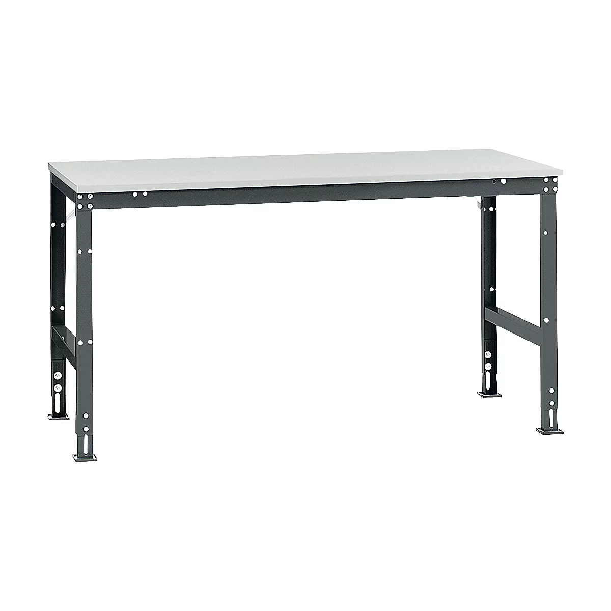 Mesa de trabajo Manuflex UNIVERSAL estándar, 1750 x 1000 mm, melamina gris luminoso, antracita