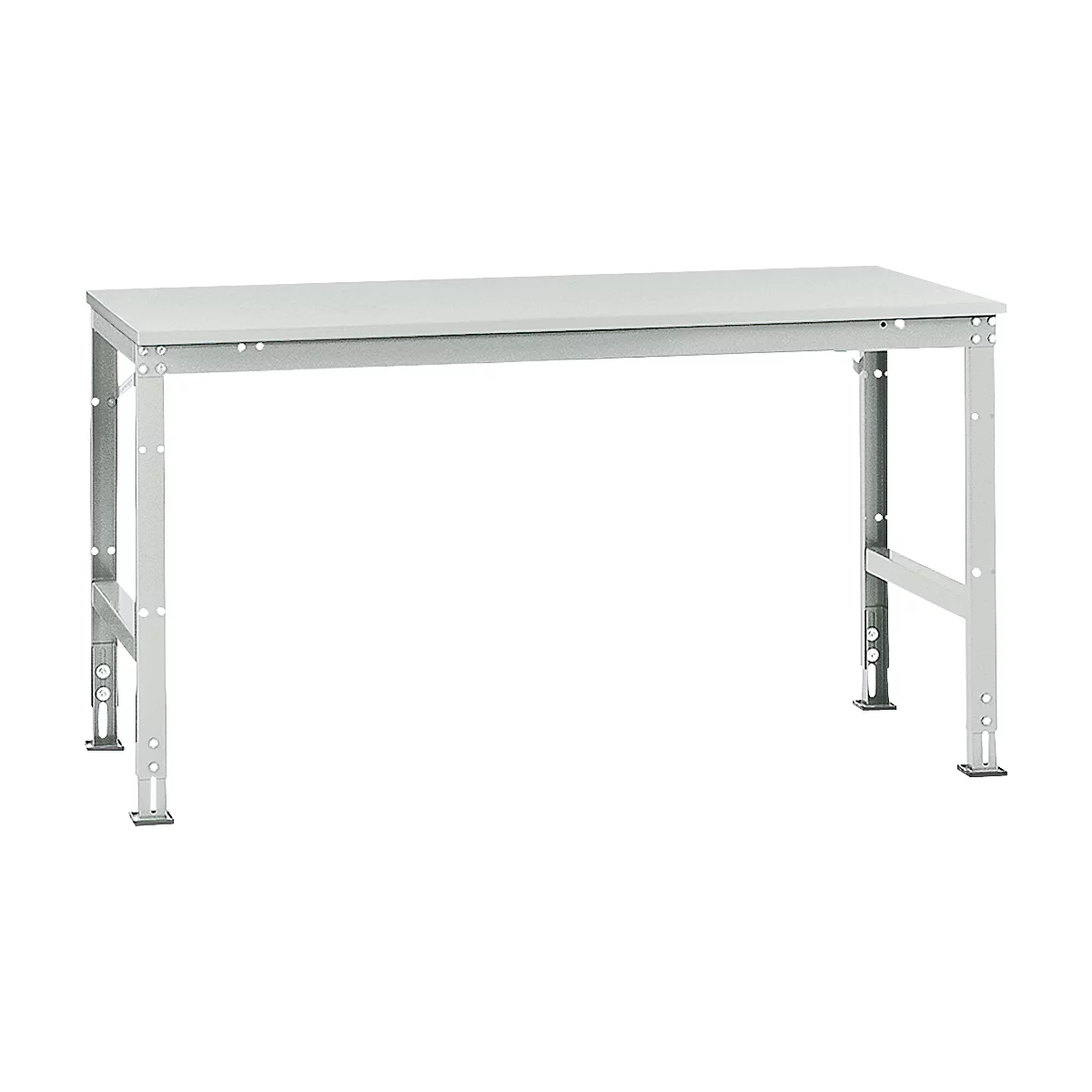 Mesa de trabajo Manuflex UNIVERSAL estándar, 1750 x 1000 mm, melamina gris luminoso, gris luminoso