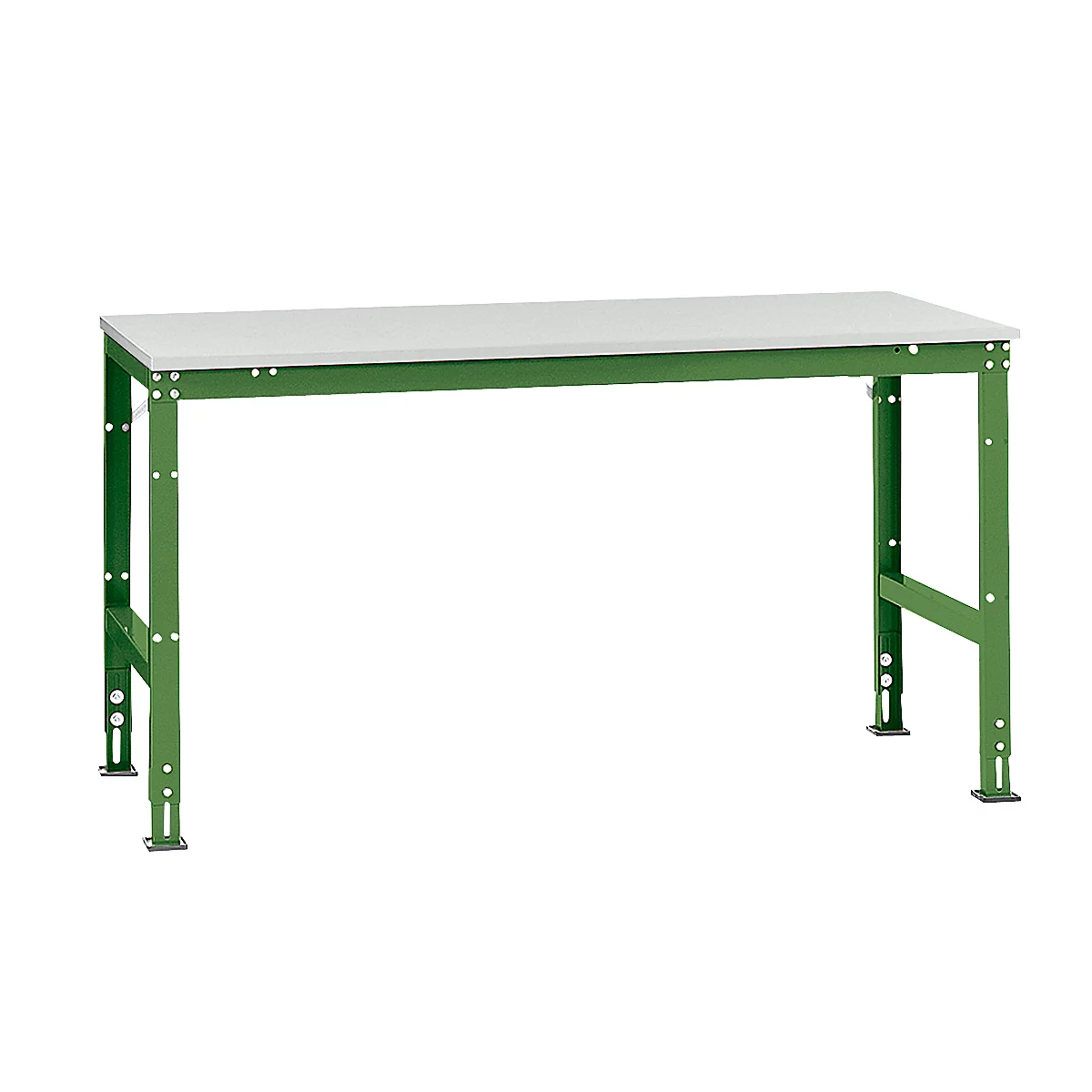 Mesa de trabajo Manuflex UNIVERSAL estándar, 1750 x 1000 mm, melamina gris luminoso, verde reseda