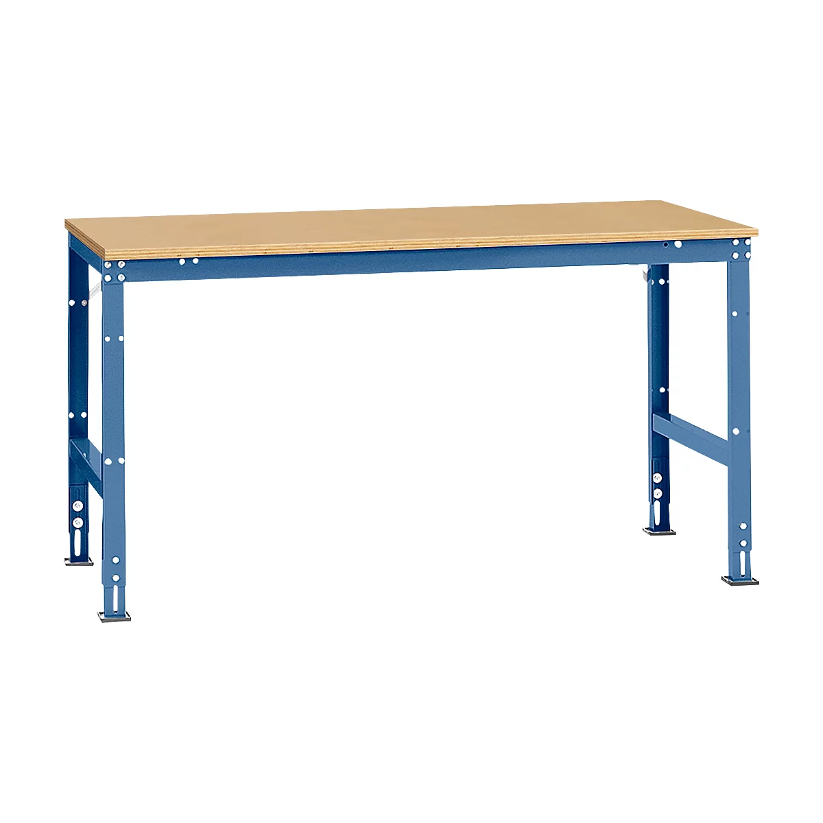 Mesa de trabajo Manuflex UNIVERSAL estándar, 1750 x 1000 mm, multiplex natural, azul brillante