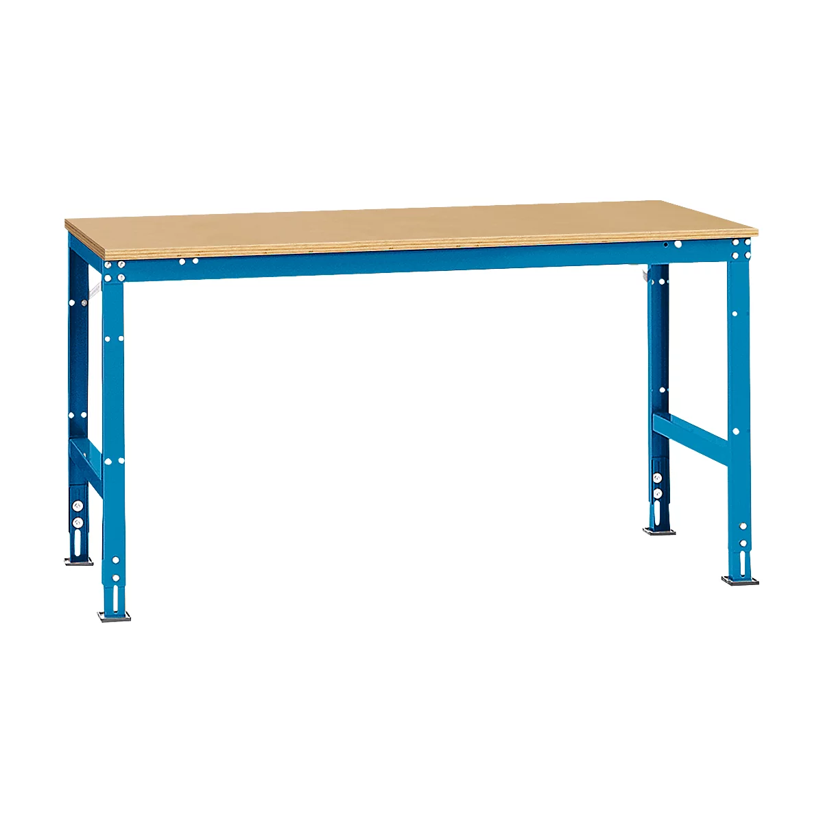 Mesa de trabajo Manuflex UNIVERSAL estándar, 1750 x 1000 mm, multiplex natural, azul luminoso