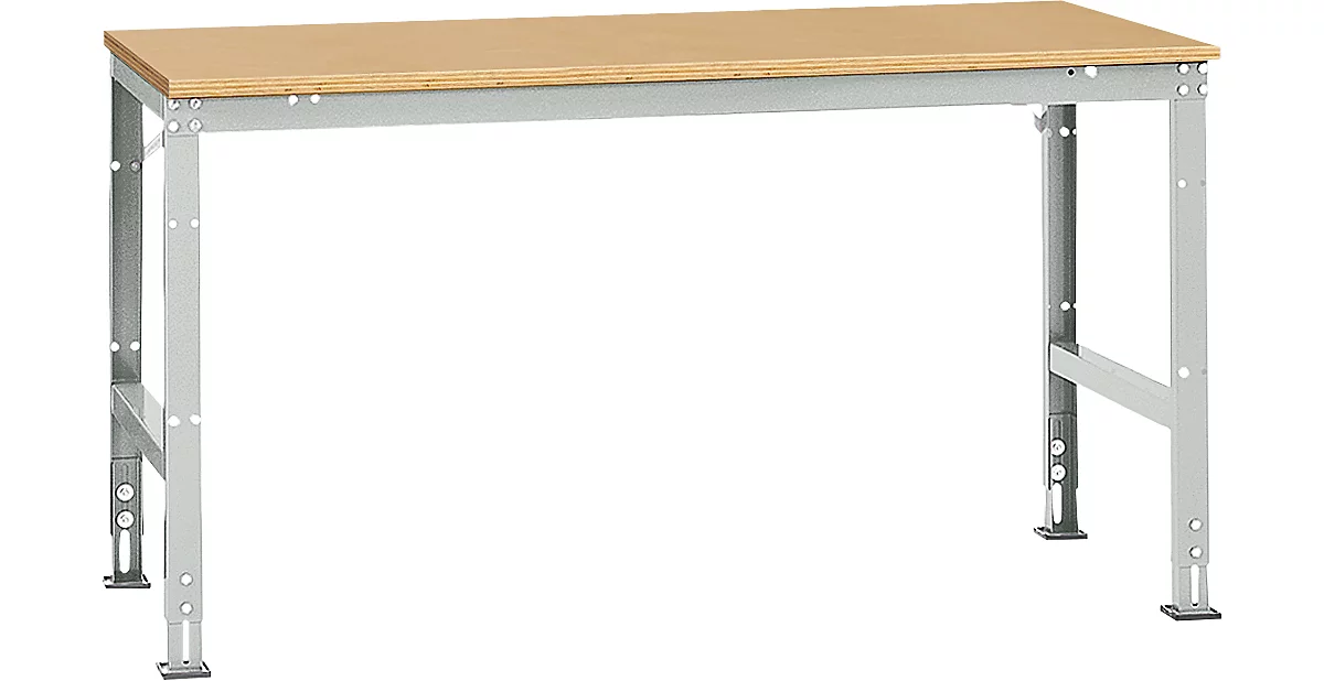 Mesa de trabajo Manuflex UNIVERSAL estándar, 1750 x 1000 mm, multiplex natural, gris luminoso