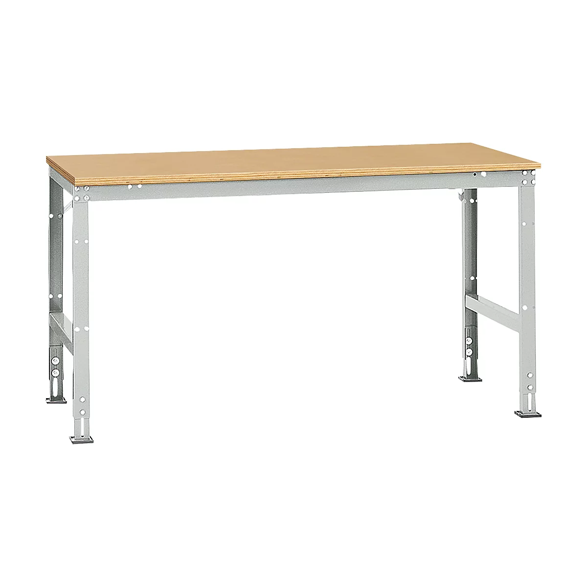 Mesa de trabajo Manuflex UNIVERSAL estándar, 1750 x 1000 mm, multiplex natural, gris luminoso