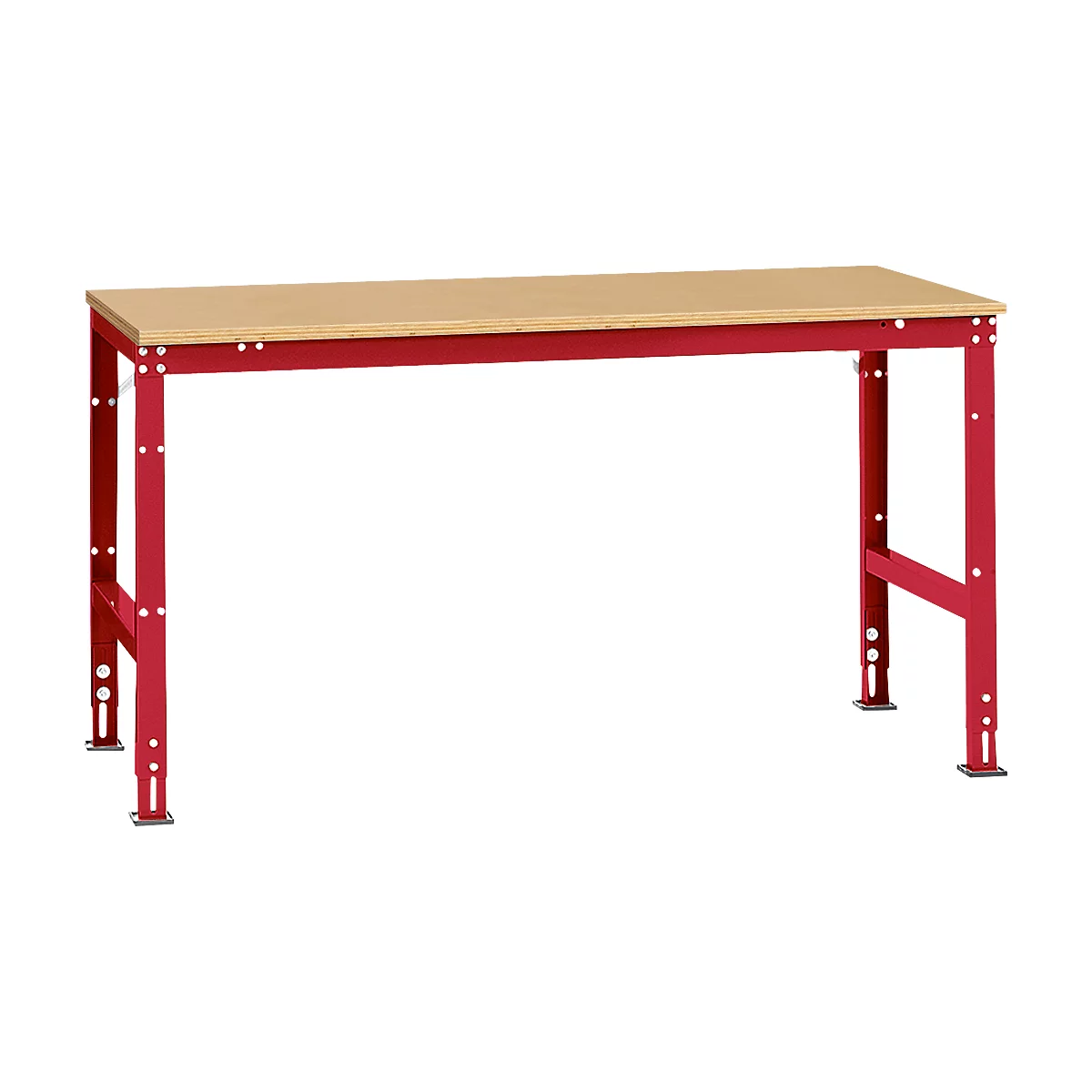 Mesa de trabajo Manuflex UNIVERSAL estándar, 1750 x 1000 mm, multiplex natural, rojo rubí