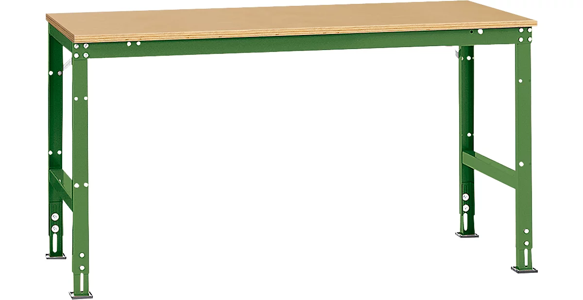 Mesa de trabajo Manuflex UNIVERSAL estándar, 1750 x 1000 mm, multiplex natural, verde reseda