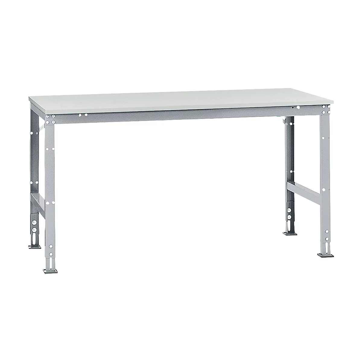 Mesa de trabajo Manuflex UNIVERSAL estándar, 1750 x 1000 mm, plástico gris luminoso, aluminio plateado