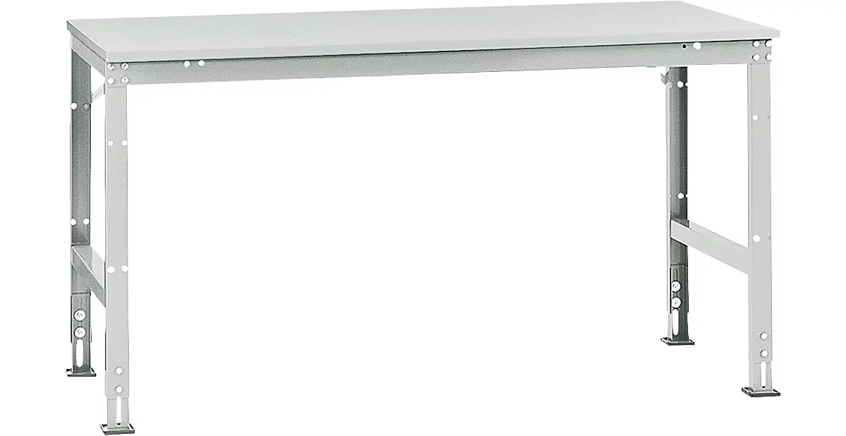 Mesa de trabajo Manuflex UNIVERSAL estándar, 1750 x 1000 mm, plástico gris luminoso, gris luminoso