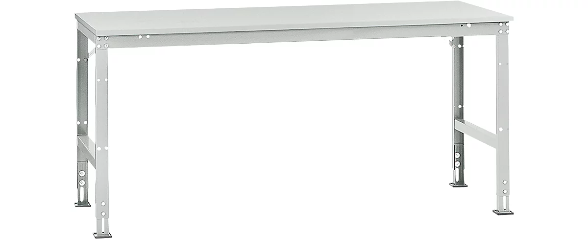 Mesa de trabajo Manuflex UNIVERSAL estándar, 2000 x 1000 mm, melamina gris luminoso, gris luminoso
