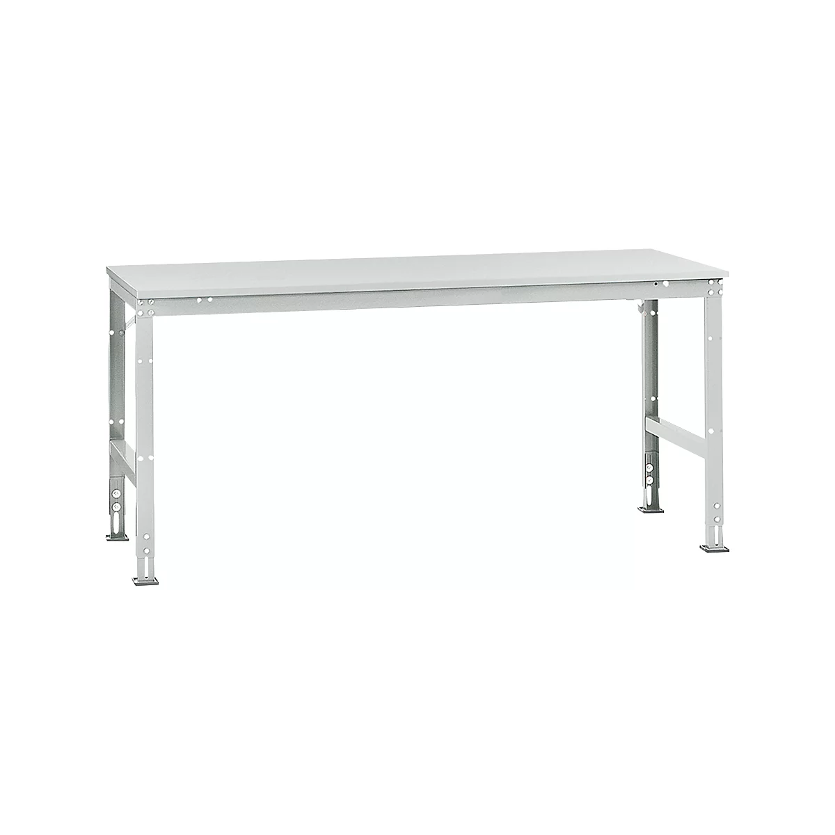 Mesa de trabajo Manuflex UNIVERSAL estándar, 2000 x 1000 mm, melamina gris luminoso, gris luminoso