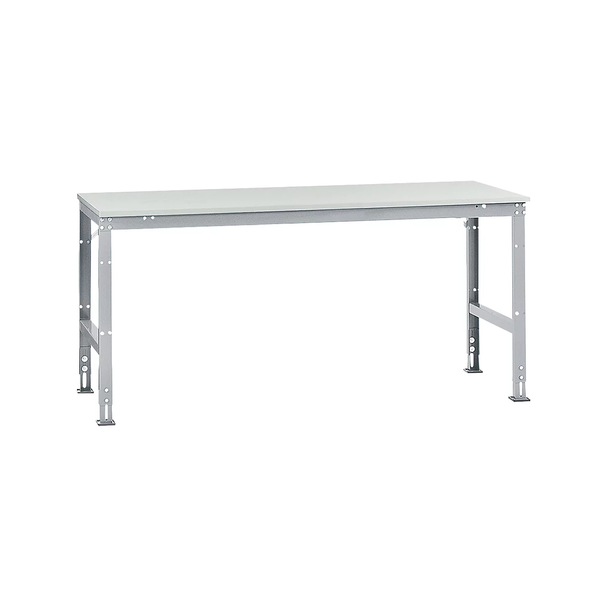 Mesa de trabajo Manuflex UNIVERSAL estándar, 2000 x 1000 mm, plástico gris luminoso, aluminio plateado