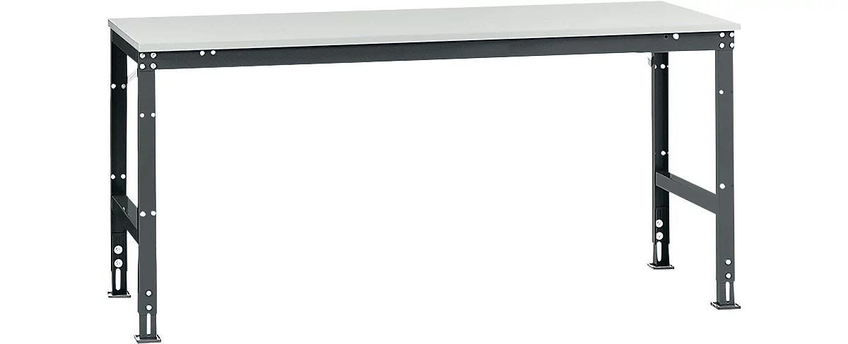 Mesa de trabajo Manuflex UNIVERSAL estándar, 2000 x 1000 mm, plástico gris luminoso, antracita