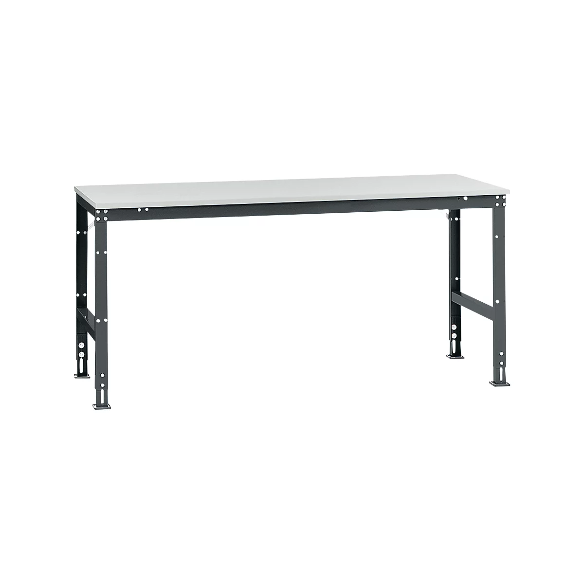 Mesa de trabajo Manuflex UNIVERSAL estándar, 2000 x 1000 mm, plástico gris luminoso, antracita