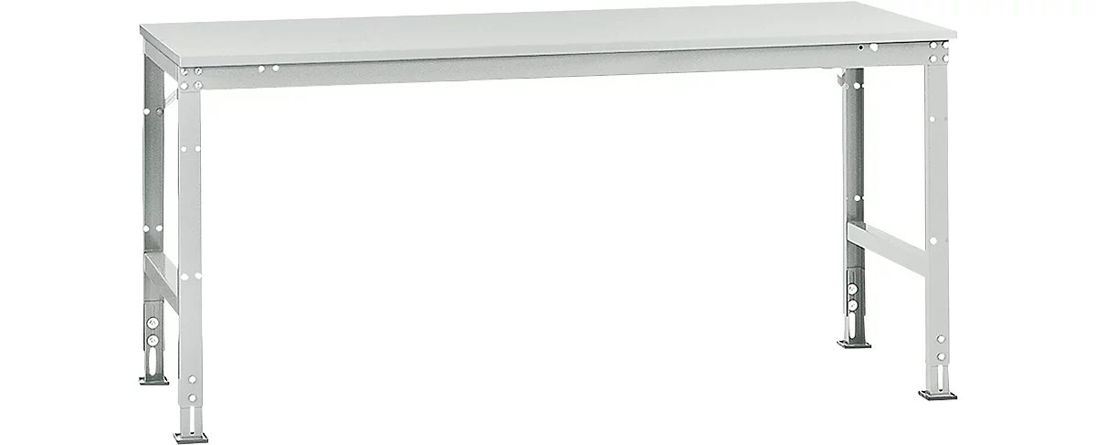 Mesa de trabajo Manuflex UNIVERSAL estándar, 2000 x 1000 mm, plástico gris luminoso, gris luminoso