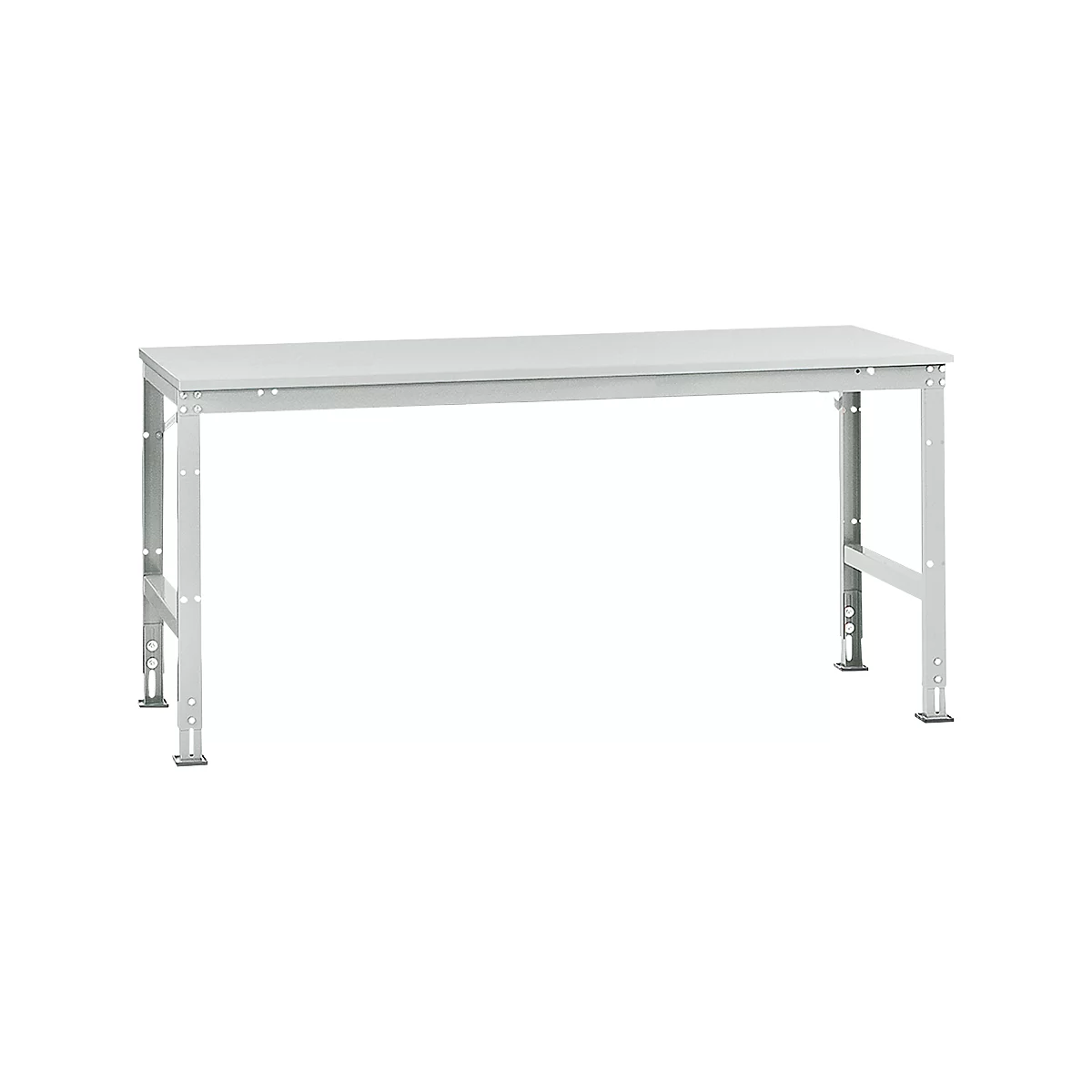 Mesa de trabajo Manuflex UNIVERSAL estándar, 2000 x 1000 mm, plástico gris luminoso, gris luminoso