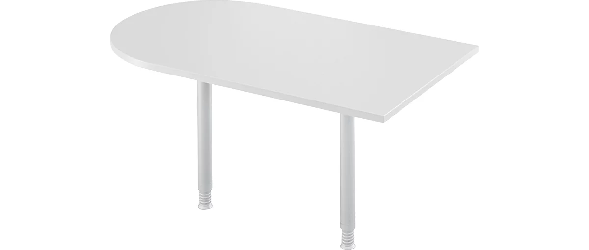 Mesa extensible, arco, ancho 1400 x fondo 800 mm, aluminio gris claro/blanco