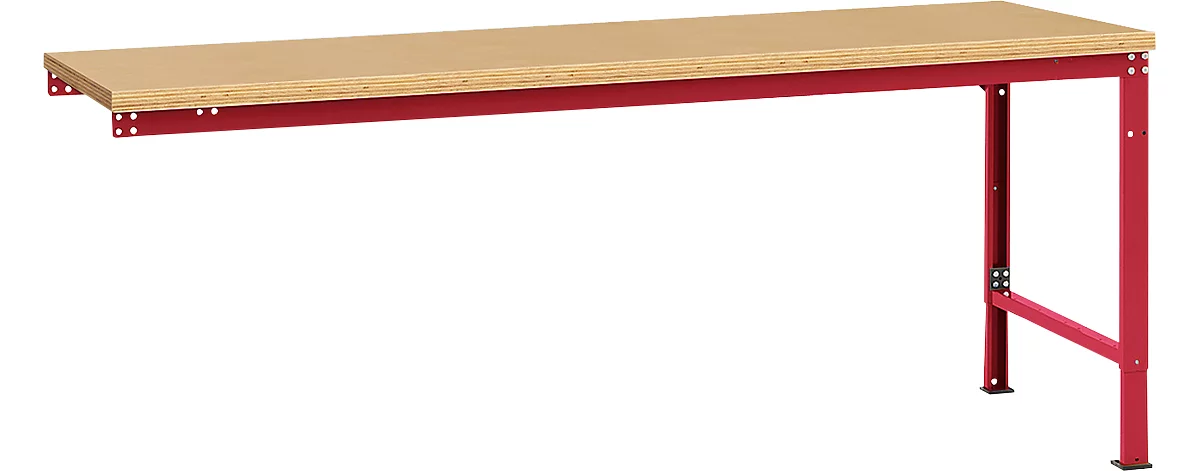Mesa extensible Manuflex UNIVERSAL Spezial, tablero múltiplex, 2000 x 1000, rojo rubí