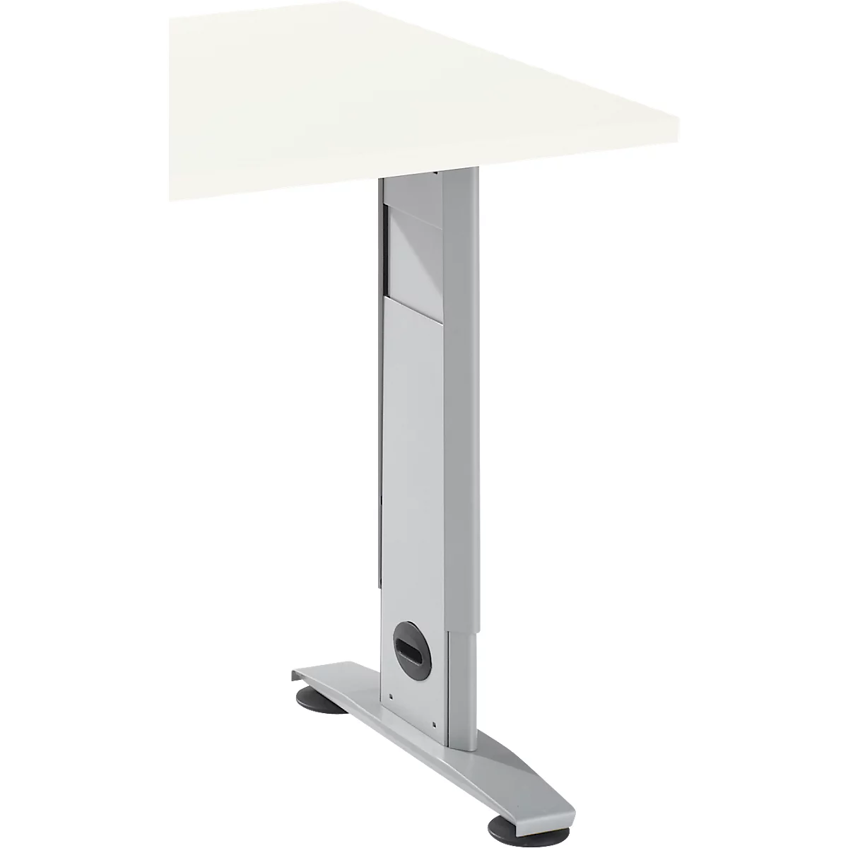 Mesa extensible Schäfer Shop Select LOGIN, pie en C, An 1000 x F 600 x Al 660-820 mm, aluminio blanco/blanco