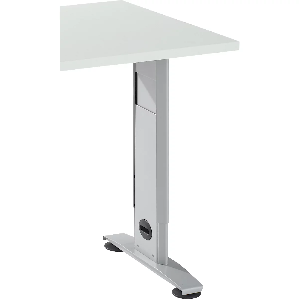 Mesa extensible Schäfer Shop Select LOGIN, pie en C, An 1000 x F 600 x Al 660-820 mm, aluminio gris claro/blanco