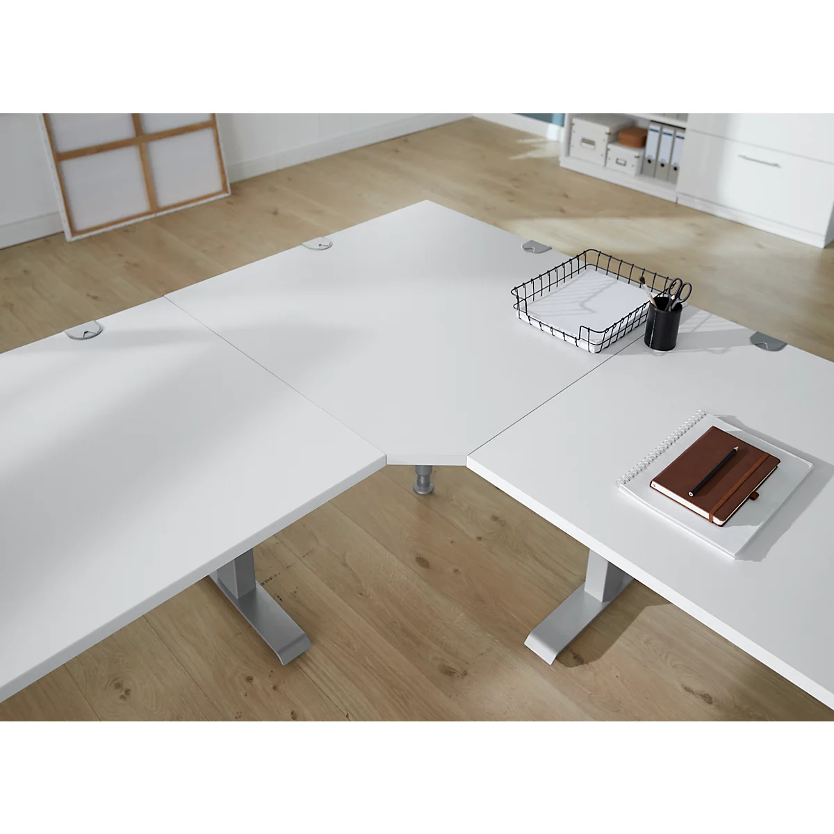 Mesa extensible, semicírculo, Ø 1600 mm, aluminio blanco/blanco