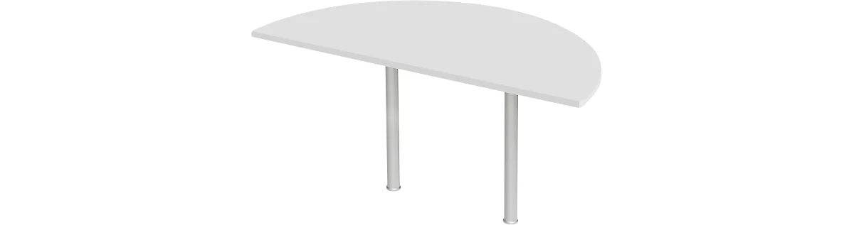 Mesa extensible, semicírculo, Ø 1600 mm, gris claro