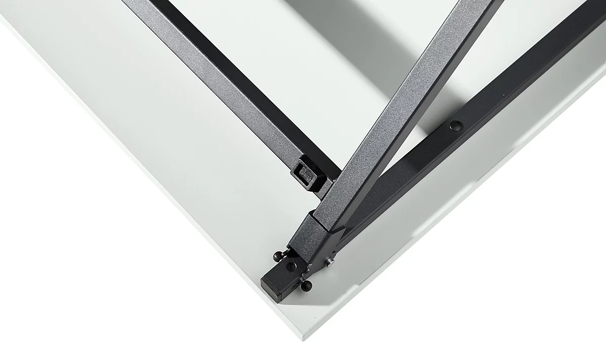 Mesa plegable, robusto bastidor de 4 patas con herraje especial de plegado, An 1600 x F 800 x Al 725 mm, gris claro/negro