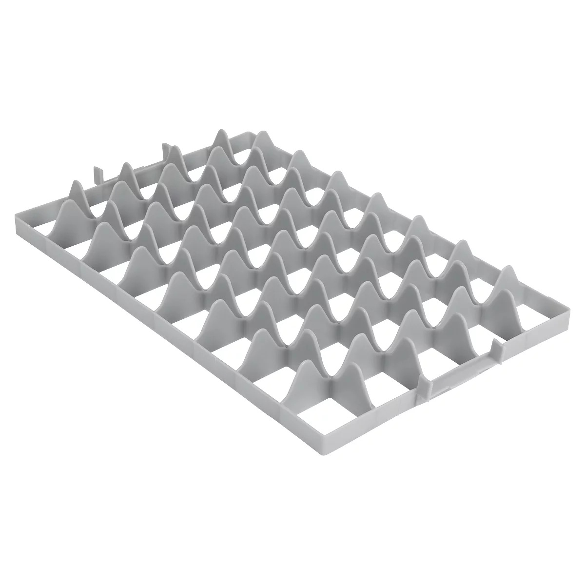 Light gray plastic grid with wavy dividers.