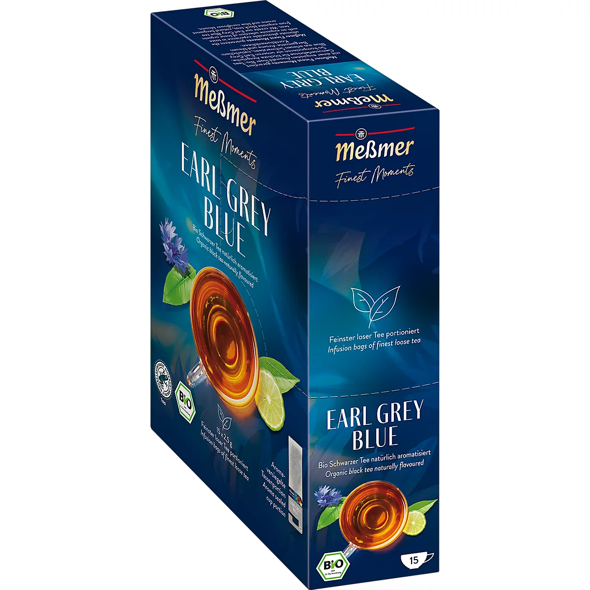 Messmer Finest Earl Grey, zwarte thee, theezakjes, 15 stuks