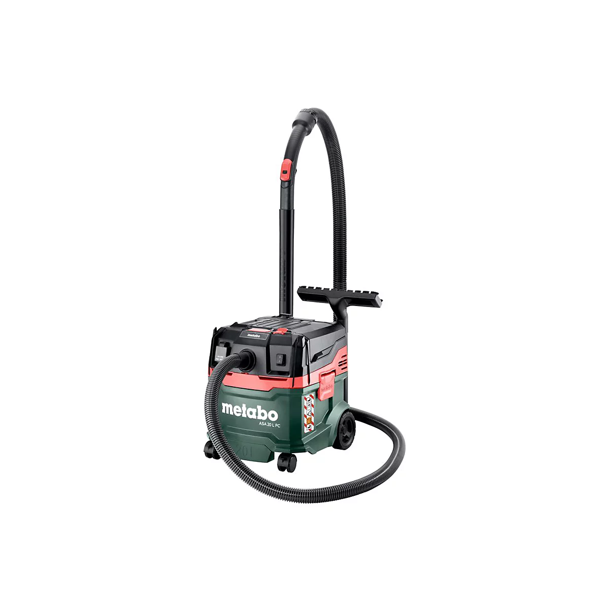 Metabo ASA 20 L PC Nass- und Trockensauger in grün und schwarz auf weißem Hintergrund.