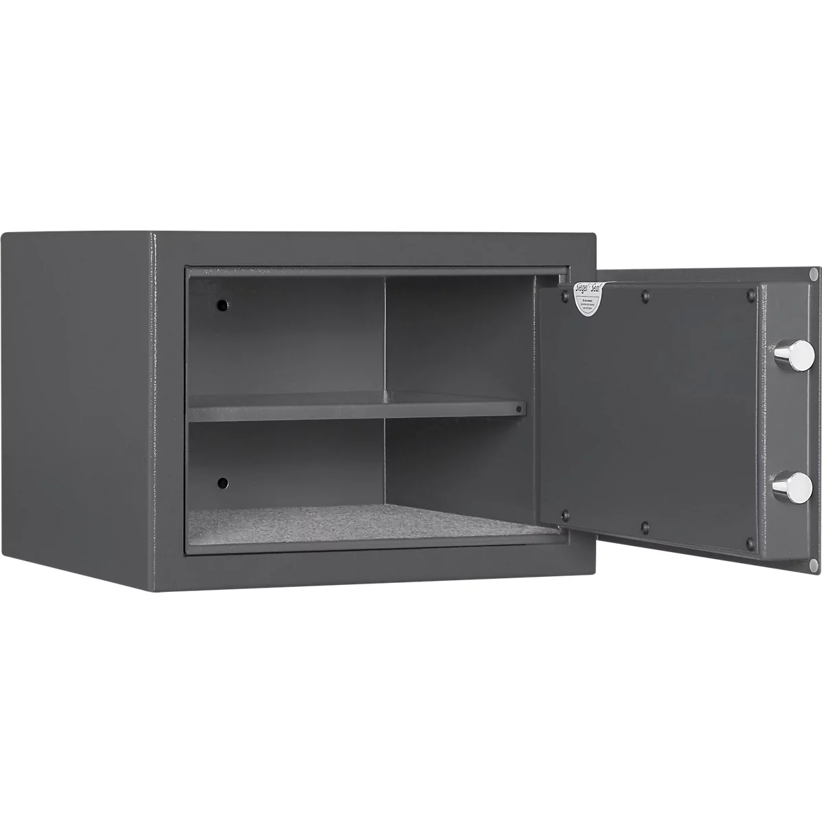 Meubelkluis Format Atlanta, 23 l, deurscharnier rechts, slot met dubbelbaardsluiting, 2 sleutels, B 420 x D 380 x H 300 mm, grafietgrijs