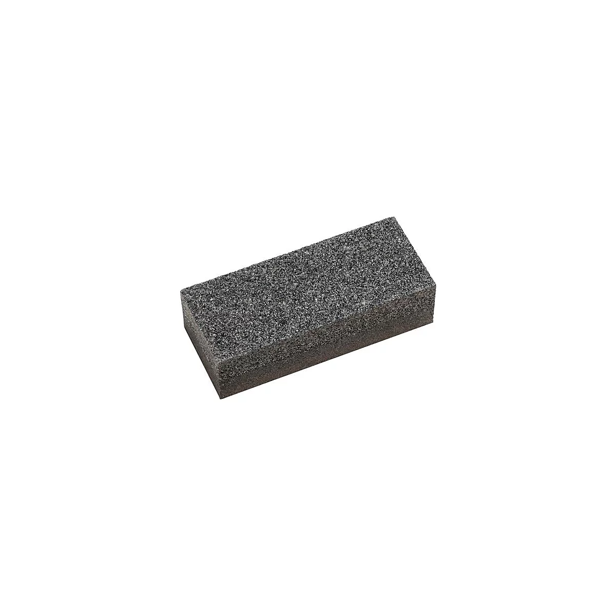 Pierre à aiguiser rectangulaire grise avec une surface rugueuse.