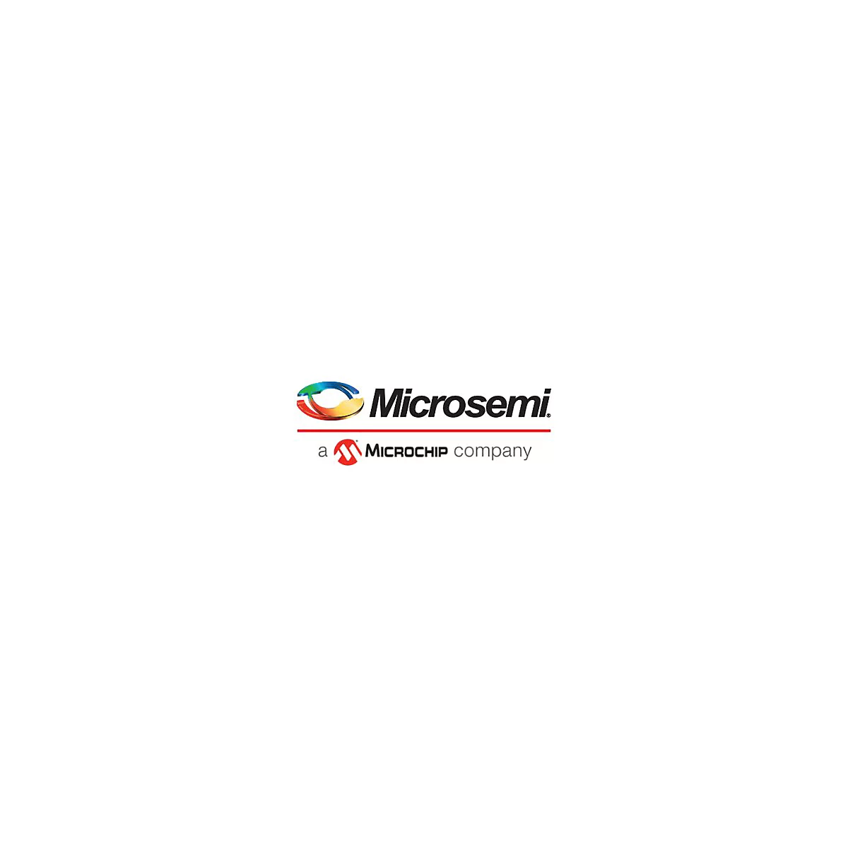 Logo von Microsemi, einem Unternehmen von Microchip, mit farbenfrohem Symbol.